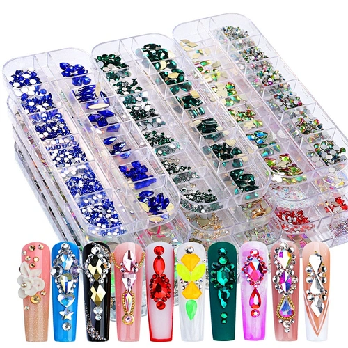 12 Grids Nail Art Decoration Rhinestone
