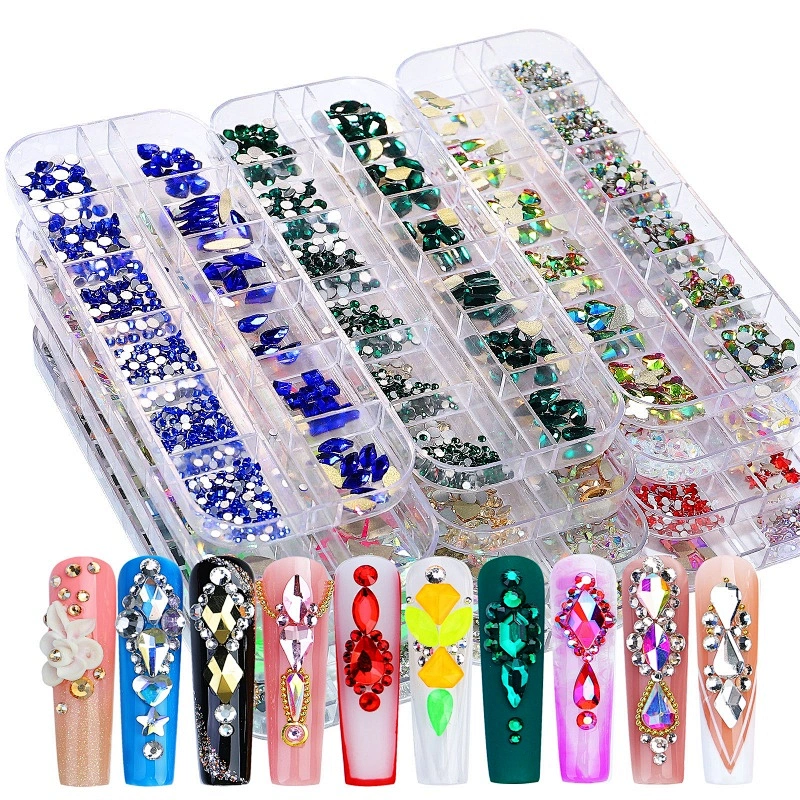 12 Grids Nail Art Decoration Rhinestone